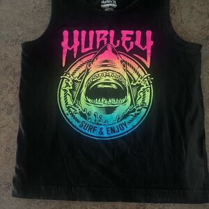 Hurley Black Tee with Pink Shark Graphic